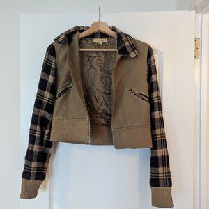 Cropped New York Thrifted Plaid Jacket